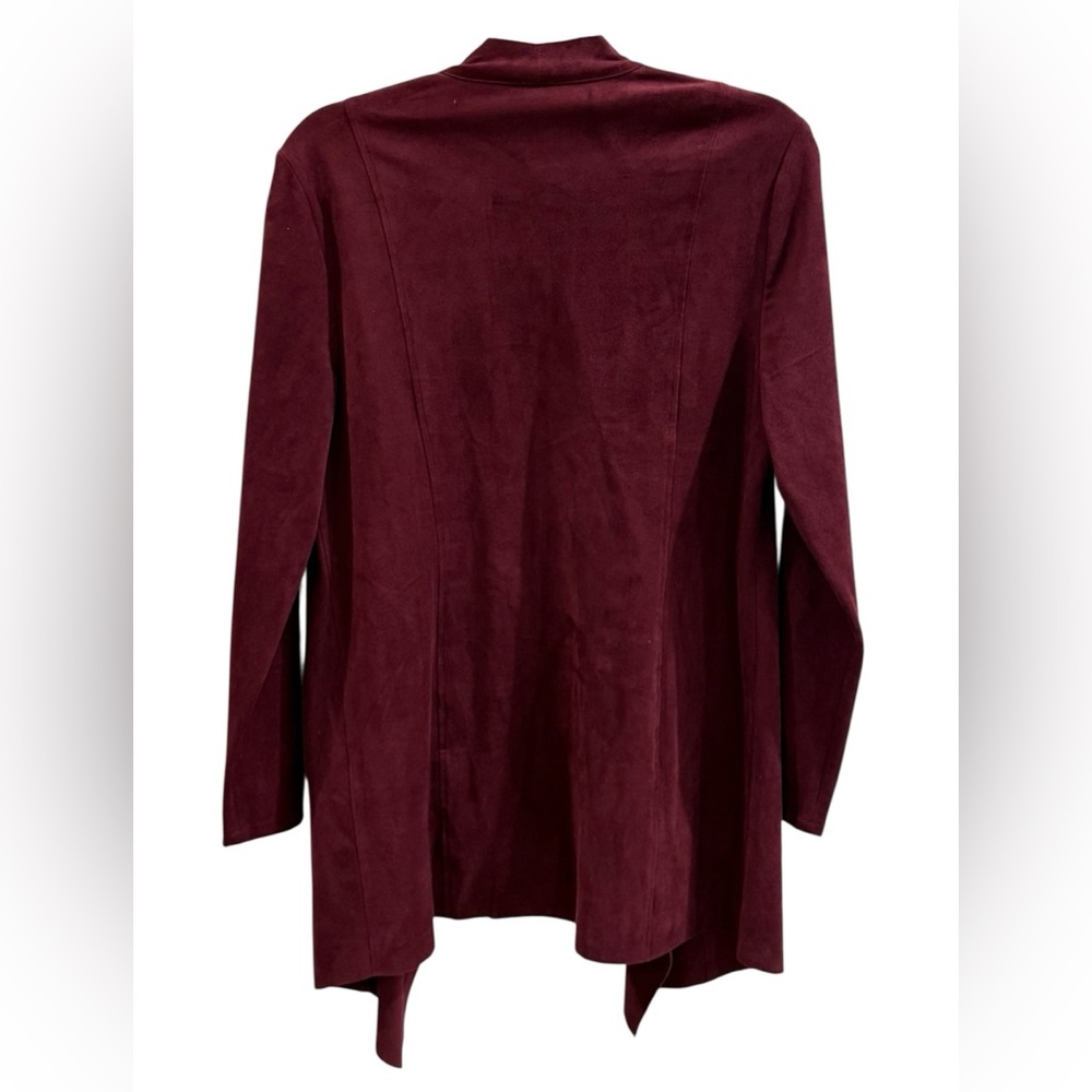 Chico's Faux Suede Open Front Burgundy Blazer/Jacket  Size 0 - Picture 5 of 6